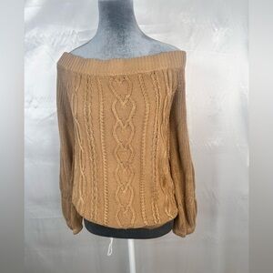 New York & Company Cable Knit Off-Shoulder Sweater – Size Large